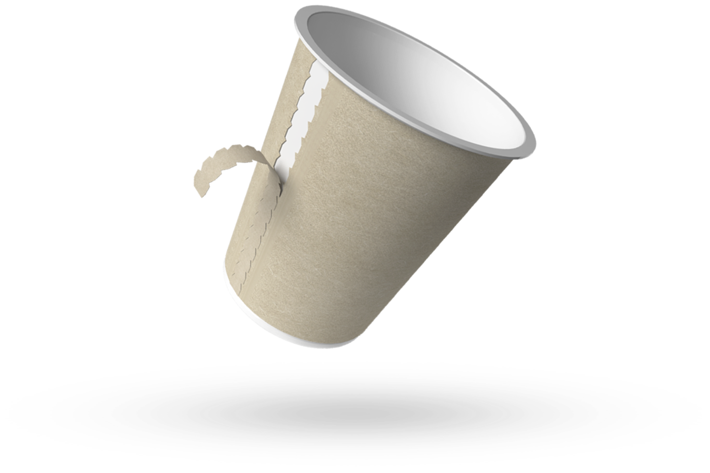 KUB Karton-ummantelter Becher mit sichtbarer Abrisslasche von säntis packaging – trennbare, recyclingfähige Verpackung aus FSC-zertifiziertem Karton und leichtem Kunststoff für nachhaltige Lebensmittelverpackungen.