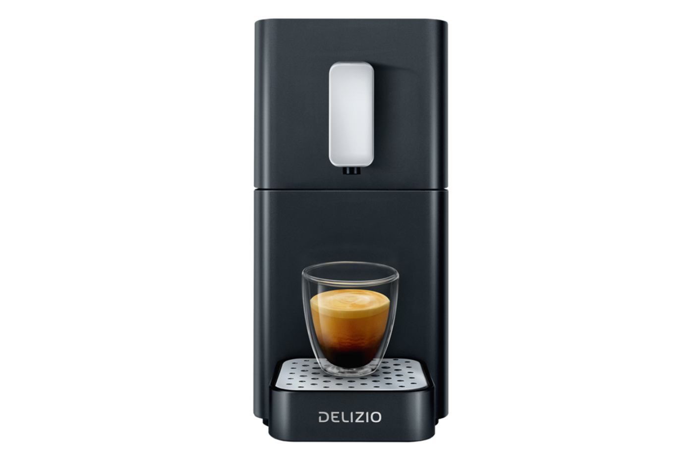 Delizio Kaffeekapselmaschine mit Espresso – Beispiel für kompatible Kapselsysteme und nachhaltige Verpackungslösungen von säntis packaging für führende Marken.