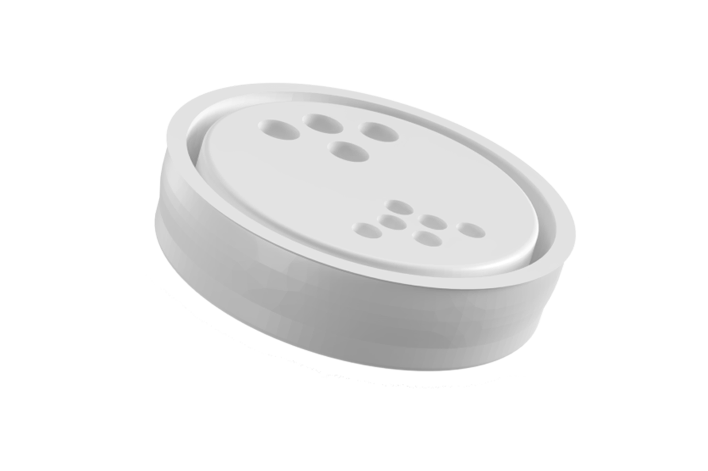 Weisser Gewürzverschluss von säntis packaging mit integrierten Streulöchern – präzise Spritzgusslösung für dosiertes Ausgiessen, sicher, ergonomisch und vollständig recyclingfähig.